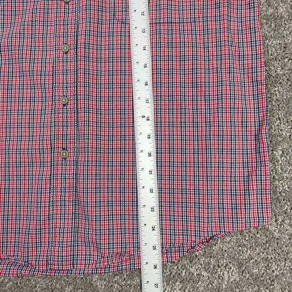 MARLBORO CLASSICS Shirt Mens L 100% Cotton Red Blue Plaid Button Up Short Sleeve - Picture 5 of 7